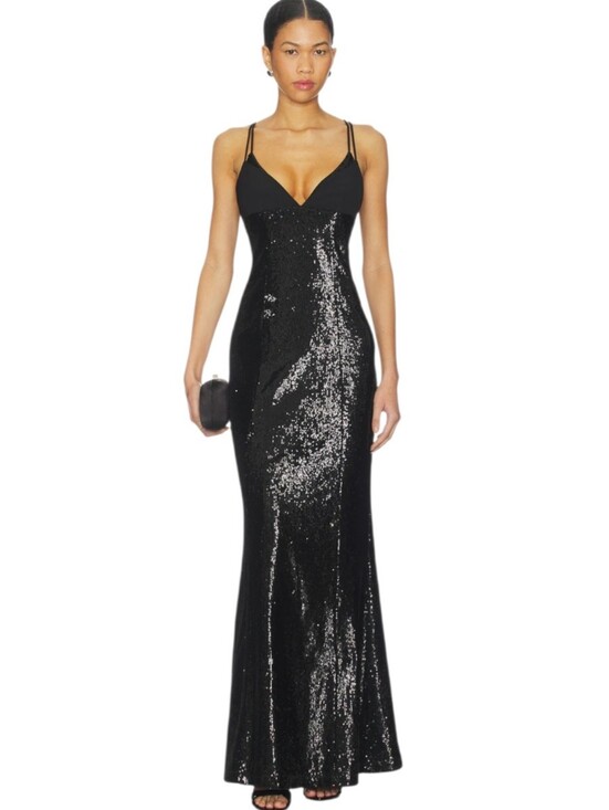 Lovers + Friends Dresses & Skirts - Lovers + Friends Bonnie Black Sequin Spaghetti-Strap Gown